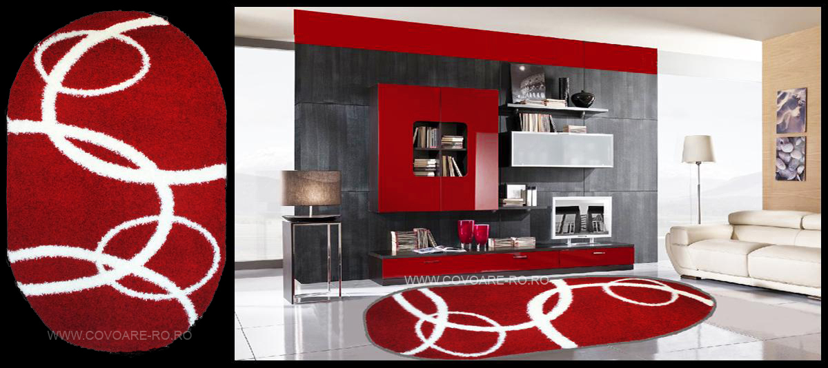 covor modern bej crem forme geometrice cercuri oval